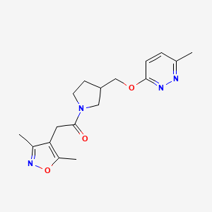 molecular formula C17H22N4O3 B15114743 2-(3,5-Dimethyl-1,2-oxazol-4-yl)-1-(3-{[(6-methylpyridazin-3-yl)oxy]methyl}pyrrolidin-1-yl)ethan-1-one 