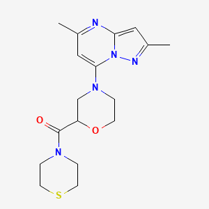 molecular formula C17H23N5O2S B15114751 4-{2,5-Dimethylpyrazolo[1,5-a]pyrimidin-7-yl}-2-(thiomorpholine-4-carbonyl)morpholine 