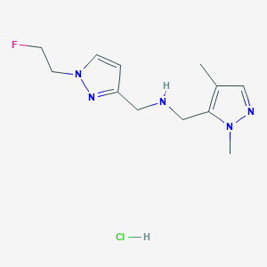 molecular formula C12H19ClFN5 B15114767 1-(1,4-dimethyl-1H-pyrazol-5-yl)-N-{[1-(2-fluoroethyl)-1H-pyrazol-3-yl]methyl}methanamine 