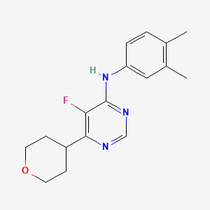 N-(3,4-dimethylphenyl)-5-fluoro-6-(oxan-4-yl)pyrimidin-4-amine