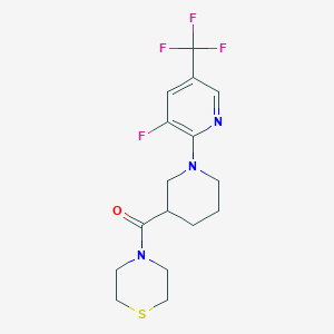 molecular formula C16H19F4N3OS B15114924 4-{1-[3-Fluoro-5-(trifluoromethyl)pyridin-2-yl]piperidine-3-carbonyl}thiomorpholine 