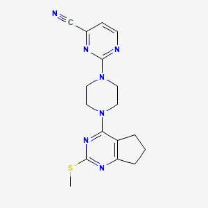 molecular formula C17H19N7S B15114941 2-{4-[2-(methylsulfanyl)-5H,6H,7H-cyclopenta[d]pyrimidin-4-yl]piperazin-1-yl}pyrimidine-4-carbonitrile 