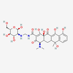 molecular formula C29H37N3O13 B1511503 (4R,12aS)-4-(dimethylamino)-1,6,10,11,12a-pentahydroxy-6-methyl-3,12-dioxo-N-[[[(2R,3S,4S,5R,6S)-2,4,5-trihydroxy-6-(hydroxymethyl)oxan-3-yl]amino]methyl]-4,4a,5,5a-tetrahydrotetracene-2-carboxamide 