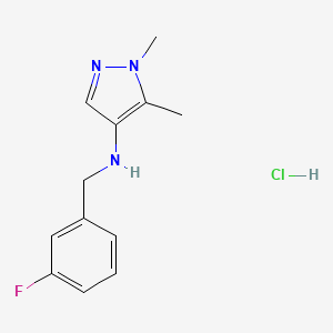 molecular formula C12H15ClFN3 B15115041 N-(3-Fluorobenzyl)-1,5-dimethyl-1H-pyrazol-4-amine 