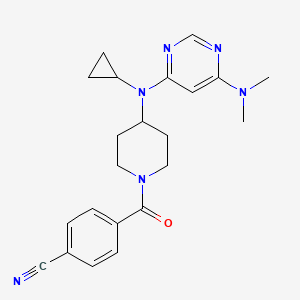 4-(4-{Cyclopropyl[6-(dimethylamino)pyrimidin-4-yl]amino}piperidine-1-carbonyl)benzonitrile