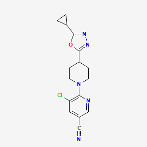 molecular formula C16H16ClN5O B15115112 5-Chloro-6-[4-(5-cyclopropyl-1,3,4-oxadiazol-2-yl)piperidin-1-yl]pyridine-3-carbonitrile 