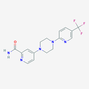 molecular formula C16H16F3N5O B15115128 4-{4-[5-(Trifluoromethyl)pyridin-2-yl]piperazin-1-yl}pyridine-2-carboxamide 