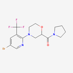 molecular formula C15H17BrF3N3O2 B15115130 4-[5-Bromo-3-(trifluoromethyl)pyridin-2-yl]-2-(pyrrolidine-1-carbonyl)morpholine 