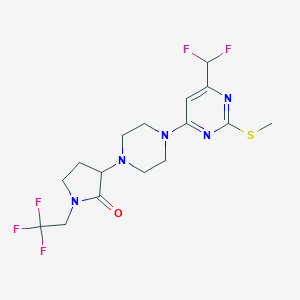 molecular formula C16H20F5N5OS B15115181 3-{4-[6-(Difluoromethyl)-2-(methylsulfanyl)pyrimidin-4-yl]piperazin-1-yl}-1-(2,2,2-trifluoroethyl)pyrrolidin-2-one 