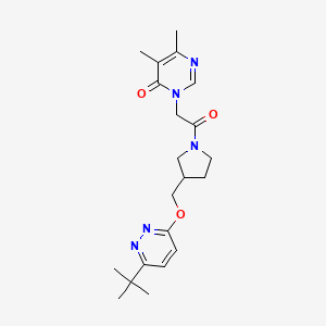 molecular formula C21H29N5O3 B15115266 3-[2-(3-{[(6-Tert-butylpyridazin-3-yl)oxy]methyl}pyrrolidin-1-yl)-2-oxoethyl]-5,6-dimethyl-3,4-dihydropyrimidin-4-one 