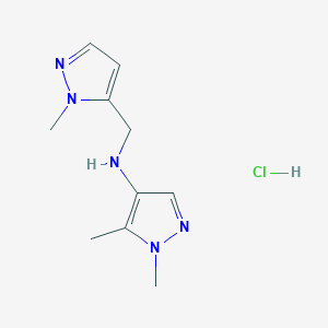 1,5-dimethyl-N-[(2-methylpyrazol-3-yl)methyl]pyrazol-4-amine;hydrochloride