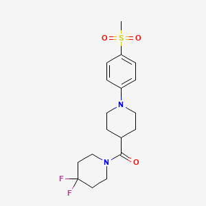 molecular formula C18H24F2N2O3S B15115391 4,4-Difluoro-1-[1-(4-methanesulfonylphenyl)piperidine-4-carbonyl]piperidine 