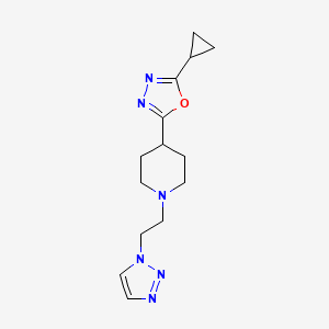 molecular formula C14H20N6O B15115419 4-(5-cyclopropyl-1,3,4-oxadiazol-2-yl)-1-[2-(1H-1,2,3-triazol-1-yl)ethyl]piperidine 