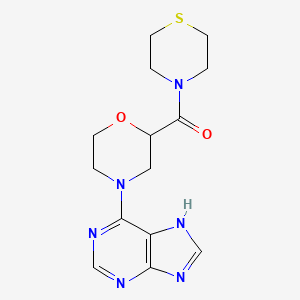 molecular formula C14H18N6O2S B15115447 6-[2-(thiomorpholine-4-carbonyl)morpholin-4-yl]-9H-purine 