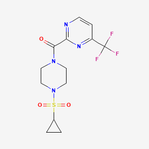 molecular formula C13H15F3N4O3S B15115483 2-[4-(Cyclopropanesulfonyl)piperazine-1-carbonyl]-4-(trifluoromethyl)pyrimidine 