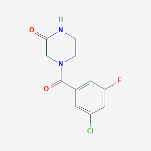 molecular formula C11H10ClFN2O2 B15115495 4-(3-Chloro-5-fluorobenzoyl)piperazin-2-one 