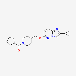 molecular formula C21H28N4O2 B15115591 1-Cyclopentanecarbonyl-4-[({2-cyclopropylimidazo[1,2-b]pyridazin-6-yl}oxy)methyl]piperidine 