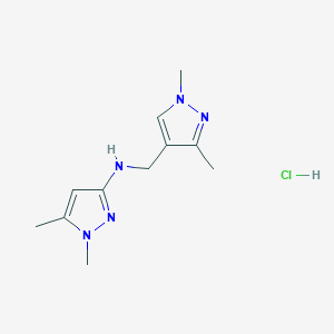 molecular formula C11H18ClN5 B15115592 N-[(1,3-dimethylpyrazol-4-yl)methyl]-1,5-dimethylpyrazol-3-amine;hydrochloride 