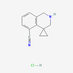 molecular formula C12H13ClN2 B1511562 2',3'-dihydro-1'H-spiro[cyclopropane-1,4'-isoquinoline]-5'-carbonitrile hydrochloride CAS No. 1203685-03-3