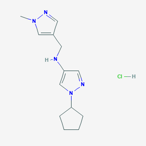 molecular formula C13H20ClN5 B15115647 1-cyclopentyl-N-[(1-methylpyrazol-4-yl)methyl]pyrazol-4-amine;hydrochloride 