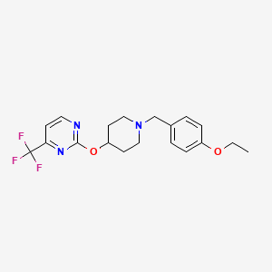 molecular formula C19H22F3N3O2 B15115690 2-({1-[(4-Ethoxyphenyl)methyl]piperidin-4-yl}oxy)-4-(trifluoromethyl)pyrimidine 