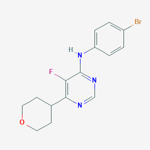 molecular formula C15H15BrFN3O B15115695 N-(4-bromophenyl)-5-fluoro-6-(oxan-4-yl)pyrimidin-4-amine 