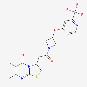 molecular formula C19H19F3N4O3S B15115702 6,7-dimethyl-3-[2-oxo-2-(3-{[2-(trifluoromethyl)pyridin-4-yl]oxy}azetidin-1-yl)ethyl]-2H,3H,5H-[1,3]thiazolo[3,2-a]pyrimidin-5-one 