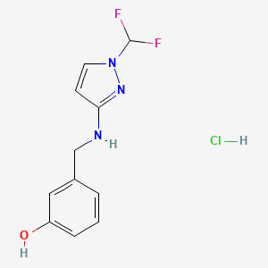 molecular formula C11H12ClF2N3O B15115756 3-[[[1-(Difluoromethyl)pyrazol-3-yl]amino]methyl]phenol;hydrochloride 