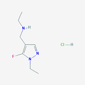 molecular formula C8H15ClFN3 B15115876 N-[(1-ethyl-5-fluoropyrazol-4-yl)methyl]ethanamine;hydrochloride 