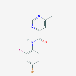 molecular formula C13H11BrFN3O B15115877 N-(4-bromo-2-fluorophenyl)-6-ethylpyrimidine-4-carboxamide 