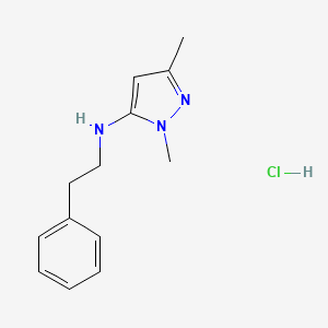 molecular formula C13H18ClN3 B15115902 2,5-dimethyl-N-(2-phenylethyl)pyrazol-3-amine;hydrochloride 