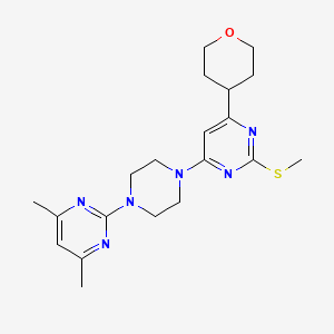 4-[4-(4,6-Dimethylpyrimidin-2-yl)piperazin-1-yl]-2-(methylsulfanyl)-6-(oxan-4-yl)pyrimidine