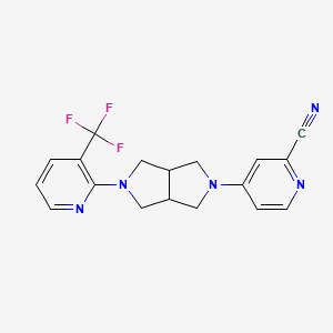 molecular formula C18H16F3N5 B15115947 4-{5-[3-(Trifluoromethyl)pyridin-2-yl]-octahydropyrrolo[3,4-c]pyrrol-2-yl}pyridine-2-carbonitrile 