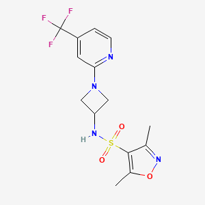 molecular formula C14H15F3N4O3S B15116032 3,5-dimethyl-N-{1-[4-(trifluoromethyl)pyridin-2-yl]azetidin-3-yl}-1,2-oxazole-4-sulfonamide 