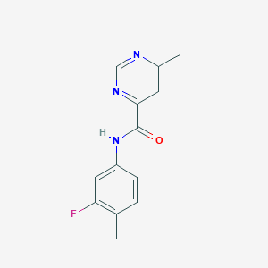 molecular formula C14H14FN3O B15116093 6-ethyl-N-(3-fluoro-4-methylphenyl)pyrimidine-4-carboxamide 