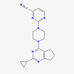 2-(4-{2-cyclopropyl-5H,6H,7H-cyclopenta[d]pyrimidin-4-yl}piperazin-1-yl)pyrimidine-4-carbonitrile