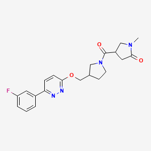 molecular formula C21H23FN4O3 B15116217 4-[3-({[6-(3-Fluorophenyl)pyridazin-3-yl]oxy}methyl)pyrrolidine-1-carbonyl]-1-methylpyrrolidin-2-one 