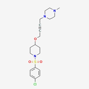 molecular formula C20H28ClN3O3S B15116233 1-(4-{[1-(4-Chlorobenzenesulfonyl)piperidin-4-yl]oxy}but-2-yn-1-yl)-4-methylpiperazine 