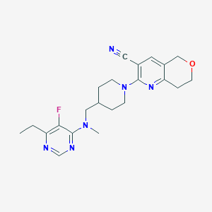 2-(4-{[(6-ethyl-5-fluoropyrimidin-4-yl)(methyl)amino]methyl}piperidin-1-yl)-5H,7H,8H-pyrano[4,3-b]pyridine-3-carbonitrile