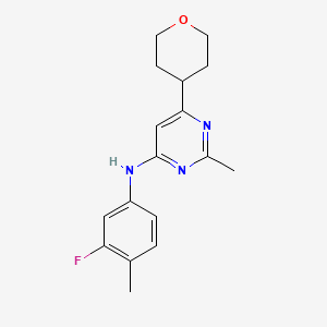 N-(3-fluoro-4-methylphenyl)-2-methyl-6-(oxan-4-yl)pyrimidin-4-amine