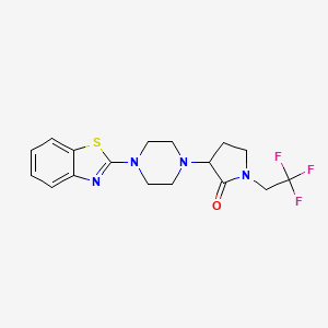 molecular formula C17H19F3N4OS B15116390 3-[4-(1,3-Benzothiazol-2-yl)piperazin-1-yl]-1-(2,2,2-trifluoroethyl)pyrrolidin-2-one 