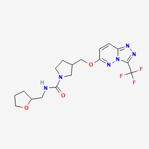 molecular formula C17H21F3N6O3 B15116432 N-[(oxolan-2-yl)methyl]-3-({[3-(trifluoromethyl)-[1,2,4]triazolo[4,3-b]pyridazin-6-yl]oxy}methyl)pyrrolidine-1-carboxamide 