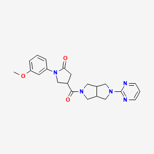 molecular formula C22H25N5O3 B15116571 1-(3-Methoxyphenyl)-4-[5-(pyrimidin-2-yl)-octahydropyrrolo[3,4-c]pyrrole-2-carbonyl]pyrrolidin-2-one 