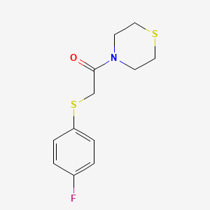 molecular formula C12H14FNOS2 B15116572 2-[(4-Fluorophenyl)sulfanyl]-1-(thiomorpholin-4-yl)ethan-1-one 