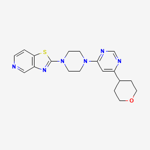 molecular formula C19H22N6OS B15116789 4-(Oxan-4-yl)-6-(4-{[1,3]thiazolo[4,5-c]pyridin-2-yl}piperazin-1-yl)pyrimidine 