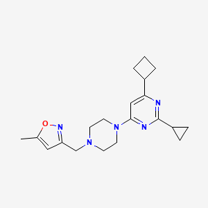 molecular formula C20H27N5O B15116821 4-Cyclobutyl-2-cyclopropyl-6-{4-[(5-methyl-1,2-oxazol-3-yl)methyl]piperazin-1-yl}pyrimidine 