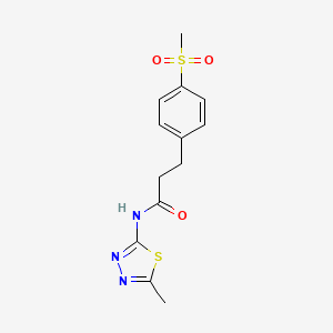 molecular formula C13H15N3O3S2 B15116851 3-(4-methanesulfonylphenyl)-N-(5-methyl-1,3,4-thiadiazol-2-yl)propanamide 