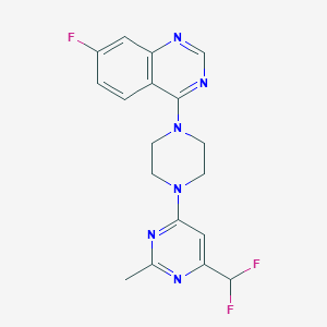 molecular formula C18H17F3N6 B15116865 4-{4-[6-(Difluoromethyl)-2-methylpyrimidin-4-yl]piperazin-1-yl}-7-fluoroquinazoline 