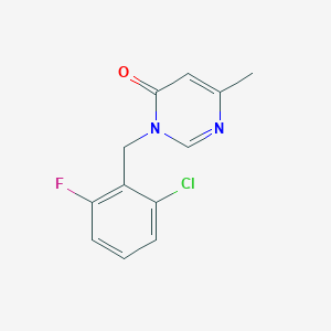 molecular formula C12H10ClFN2O B15116879 3-[(2-Chloro-6-fluorophenyl)methyl]-6-methyl-3,4-dihydropyrimidin-4-one 