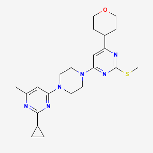 4-[4-(2-Cyclopropyl-6-methylpyrimidin-4-yl)piperazin-1-yl]-2-(methylsulfanyl)-6-(oxan-4-yl)pyrimidine